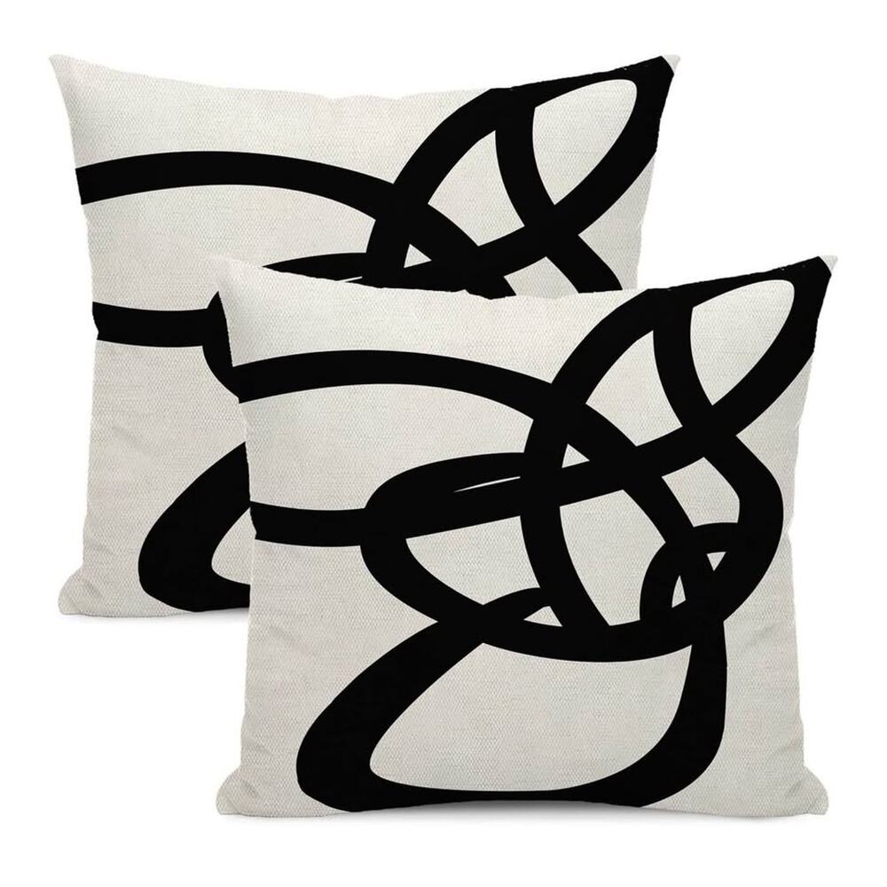 New: Black And White Pillow Covers (2‎ pack); 22X22" boho; geometric,